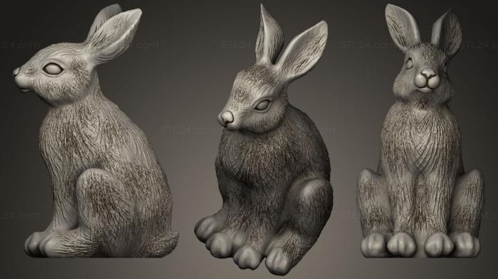 Статуэтки животных (Заяц с шерстью, STKJ_0056) 3D модель для ЧПУ станка